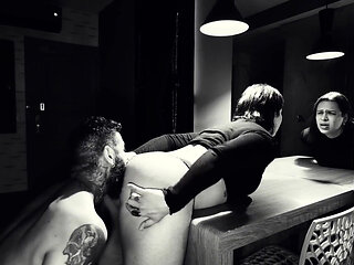 Fucking in Table Stefhany TS. Black and White Filter