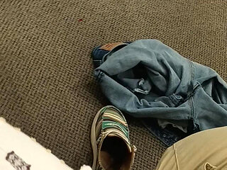 Locker room blowjob