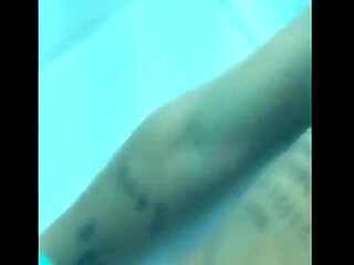 Pulling Cock of Swimtrunks in the Pool ( Cock and Feet Underwater )