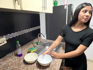 Homemade sex with my 18-year-old stepsister in the kitchen