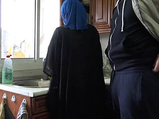 Hijab Maid Anal Doggystyle with Souzan Halabi - Big Cock Kitchen Fuck