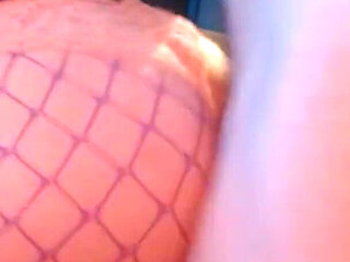 Gamer Girl in Fishnets Gets on Her Knees