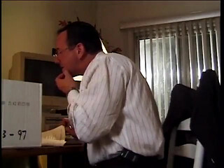 Horny boss loves to fuck young  redhaired girl.