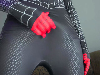 Miles Morales Spider-man Cosplay Jerking off and Cumming