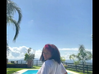 Chubby Ebony Farting like Crazy in the Pool