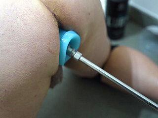 Extremely deep in my anus with dildo machine