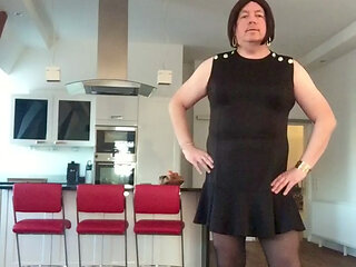 Nicki-Crossdress sexy black Mini-Dress, Pantyhose and High-Heels - lovely feeling