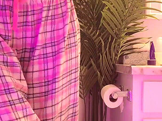 Emily pissing in the bathroom