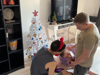 Skinny Twink Destroyes my Ass while my BF Cums on my Face