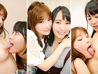 Koharu and Chihiro Suzuki Bite Each Other's Nipples After Work. One Tongue per Tit. and They Come Together.