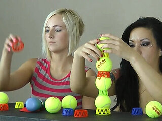Blonde Teen Kimmy Lee Tied Up and Blindfolded on Grayjoy Cross - Lesbian Sex Toy Game