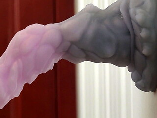 Training with my L-sized Nothosaur dragon dildo(10.6 in)