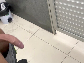 A huge penis, very horny, in the work bathroom during lunch break