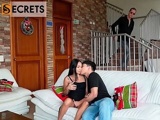 Step Dad Catches Me Fucking His Girlfriend & Mistress - Creampie & Rough Sex with Petite Latina