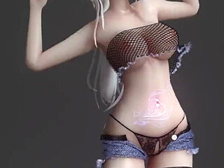 [mmd] Haku-wiggle; Erotic Tattoos; Black Stockings; Jeans; Glasses; Lingerie