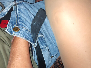 Horny Wife in Stockings Teases Her Neighbor and Gives Him a Footjob on the Couch