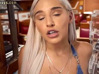 Abella Danger sucks lucky waiter before wild bathroom sex