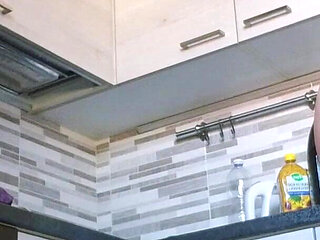 Naughty Girl in the Kitchen Likes Lingerie