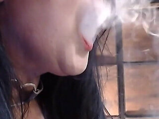 Multi Angle Smoking Busty MILF in Bra