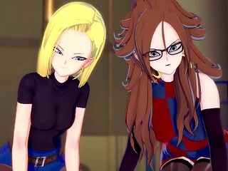 Android 18 and Android 21 want to be lubricated at the same time - Dragon Ball