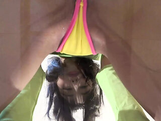 Your Face Is Put Into a Facesitting Box and Girl in a Bikini Sits on It Like a Chair, Laughing and Humiliating You, POV
