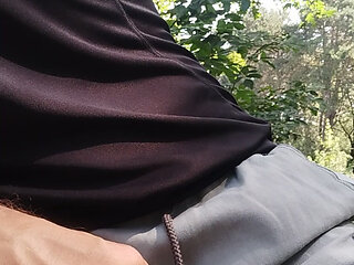 In the park I jerk my cock