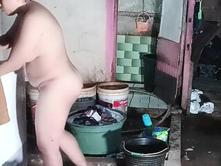 Washing Clothes While Naked