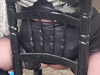 Set021 My Tits Out and Bound with Straps Putting Clay All Over Them