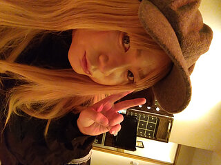 A cute blonde cross-dressing boy masturbated in tights all over her clothes.