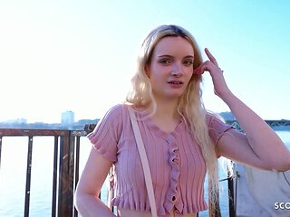 GERMAN SCOUT - Skinny German Teen Amber Kawaii Gets Leg Shaking Orgasm At Casting Sex