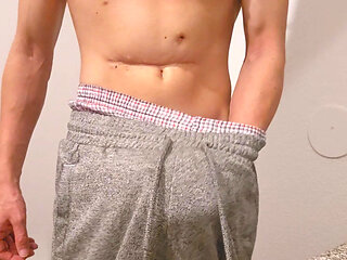 I stop edging myself and turn my boxers into a cum rag