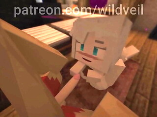 Huge tits Minecraft babe fucks in mountain home