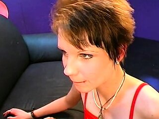 Busty brunette slut enjoys extreme amateur pov blowjob