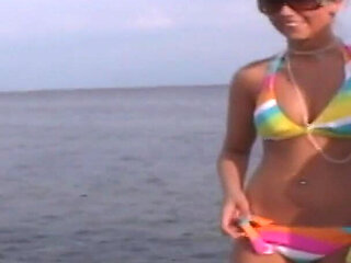 Three Hotties Play Naked on a Public Beach