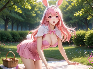 Easter Bunny Cosplay Girl Scene Petite Princess Fantasy Teaser AI NSFW