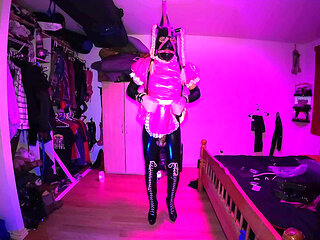 Sissy Maid Stuck in Self Bondage