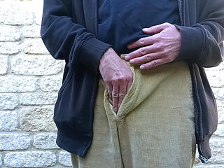 Big Uncut Cock Creamy Cum Outdoor Edging Wearing Cords