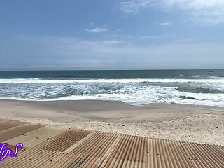 Amateur porn star records her first voyeur porn at a country side beach house