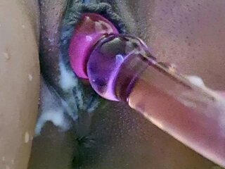 Amateur double toy masturbation