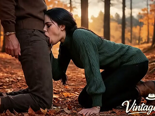 I love autumn and sucking grandpa'_s cock in the bushes [AI]