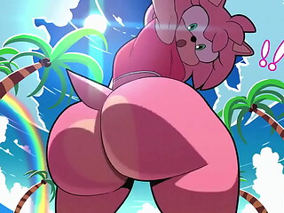 Amy Rose golpea su gran culo