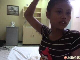 Petite Filipina gets stretched wide open by huge cock in hotel room - Asian amateur creampie