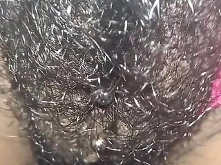 Close up Rubbing My Hairy Pieced Wet Pussy