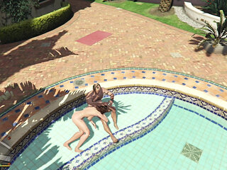 Trevor and Cheating wife amanda having sex in Pool While Husband is not there