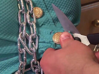 Big boobs in bondage fucking in the kitchen