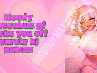 Needy succubus gf sucks you off - pure blowjob bj noises, throat noise, asmr audio porn
