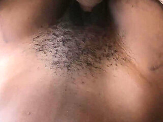 Beautiful Black Hairy Pussy Covered with Thick Cum