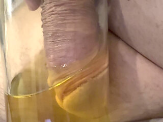 Peeing in a cup - warm piss