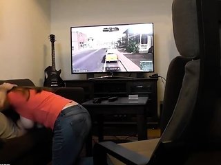 Sucked Off Playing Xbox. Britney Swallows Gamer Blowjob