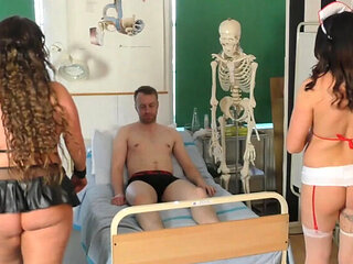 2 Sexy Nurses Give Special Blowjob Cure in Threesome Hardcore
